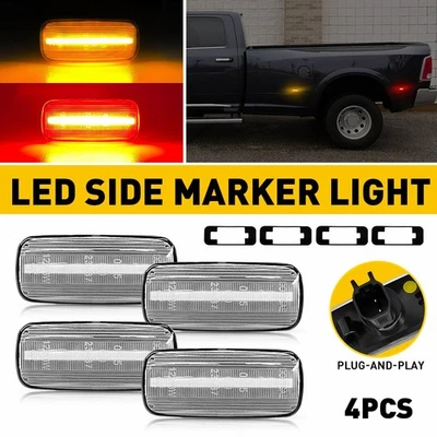 4X Luces LED transparentes para guardabarros laterales para Dodge RAM 2500 3500 10-18 doble plataforma Foto 1 de 4