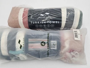 2 Slowtide Turkish Towels 73" Long x 38" Wide "Zoey" New - Picture 1 of 2