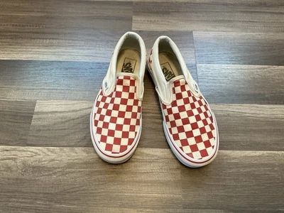 Vans Women’s Classic Red White Checkerboard Slip On Skate Shoe Padded Collar 7 - Image 1 of 4