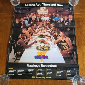 IOWA HAWKEYES 1990 - 1991  BASKETBALL TEAM POSTER  CHRIS STREET BOBBY HANSEN  - Picture 1 of 7