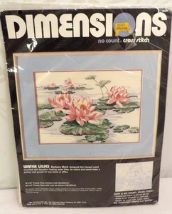 Dimensions 3924 Water Lilies Lily No Count Cross Stitch Kit 14x10 Barbara Mock - Picture 1 of 10