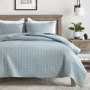 Quilt King Size Chambray Blue, Lightweight Quilt for Summer, Ultra-Soft Micro... - Picture 1 of 7
