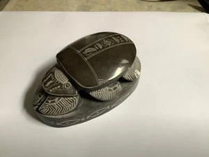 Alter Ägyptischer Skarabäus Handgeschnitzt Speckstein Käfer mit Hieroglyphen - Bild 1 von 5