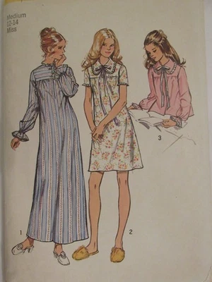 VTG 7 SIMPLICITY 5083 Misses Nightgown n 2 Lengths & Bed Jacket PATTERN M/12-14 - Image 1 of 3