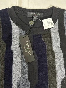 Murano Sweater Mens L black Merino Wool Geometric Pullover NWT cottage coogi - Picture 1 of 7