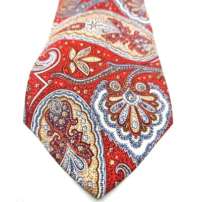 Corbata de seda para hombre Abercrombie And Fitch estampada en Inglaterra roja cachemira Foto 1 de 4