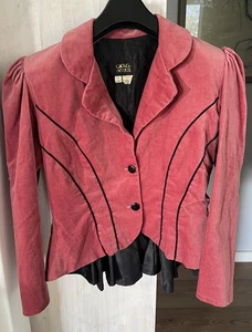 Chong &Merkel 80s VtageSuede Like Brushed Cotton Jacket,Peplum,Gathered Shoulder - Picture 1 of 4