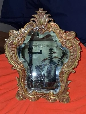 Vintage Victorian Brass Dressing Table Mirror  - Image 1 of 3