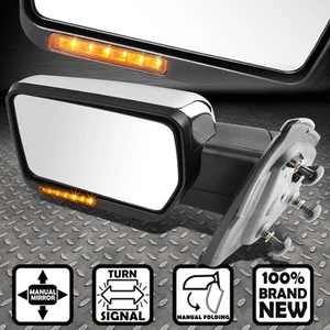 FOR 04-14 P2 F150 FOLDABLE ARM+LED SIGNAL CHROME SIDE MIRROR LEFT LHS/DRIVER - Picture 1 of 8