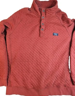LL Bean Sudadera Para Hombres XL Roja Acolchada Cuello Simulado Botón a Presión Pullover 509332 Foto 1 de 4