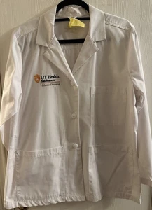 Women’s UT Health San Antonio White Nurses Short Lab Coat Size Large - Picture 1 of 4