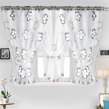AMAZING READY MADE GREY  VOILE NET CURTAINS TAPE TOP