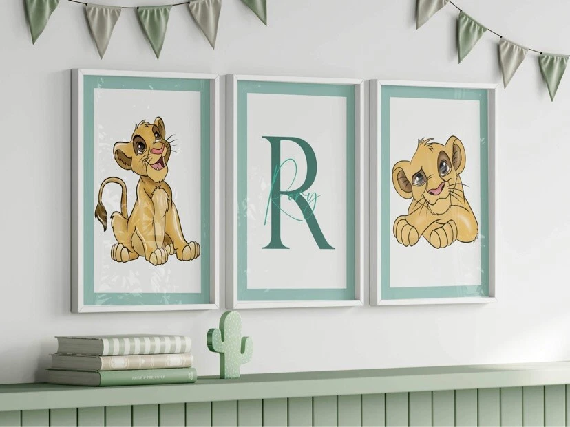 Personalised Lion King Nursery Decor , Nursery Wall Art , Animal Nursery Prints