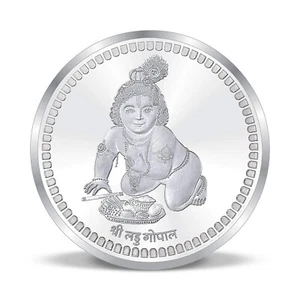 Silver Coin 999 Pure Lord Krishna ,Laddu Gopal 10 gm - Picture 1 of 3
