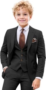 Boys Suits 3 Piece Formal Slim Fit Wedding Party Tuxedo Suits for Boys Ring - Picture 1 of 42