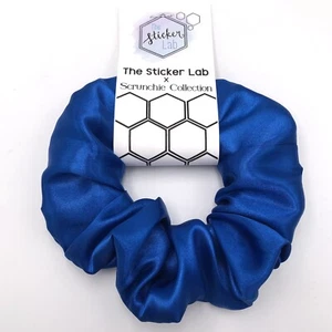 Handmade Women's Scrunchies Royal Blue Satin Hair Tie Size Regular - Picture 1 of 3