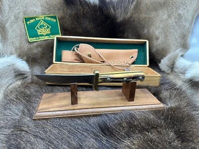 1966 Puma 6386 Trappers Companion Knife Stag Handles Sheath Presentation Box ++ - Image 1 of 4