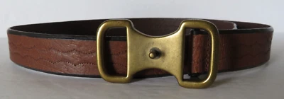 Cinturón Dockers Cuero Marrón Talla Mediana Latón Hebilla Diseño Cosido 1 1/8" Foto 1 de 4