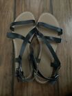 double black strap sandals Size 9