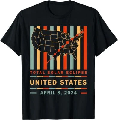 Vintage Total Solar Eclipse 2024 United States T-Shirt, Unisex Tee Gifts 2024 - Image 1 of 4