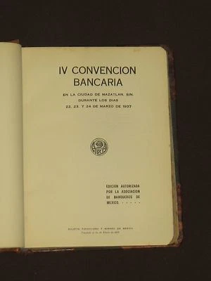 IV Convencion Bancaria Mexico 1937 Banking Convention Economy Bank Banker - Image 1 of 4