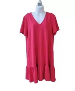 Vestido recto DRAPER JAMES XL rosa ponte con volantes para mujer *defectuoso* - Imagen 1 de 14