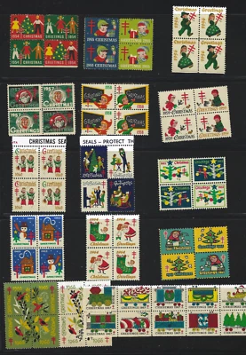 US Christmas Seals lot: one MNH set from each year 1954-1967; 66 seals! - Image 1 of 3