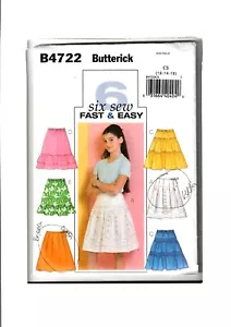 FALDAS Butterick B4722 Patrón Costura Niña Talla 12-16 Corte Completo - Imagen 1 de 2