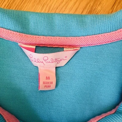 Polo Lilly Pulitzer Island Jóvenes Niñas Aqua Palmera Top Talla M Rosa Etiqueta Pima Foto 1 de 4