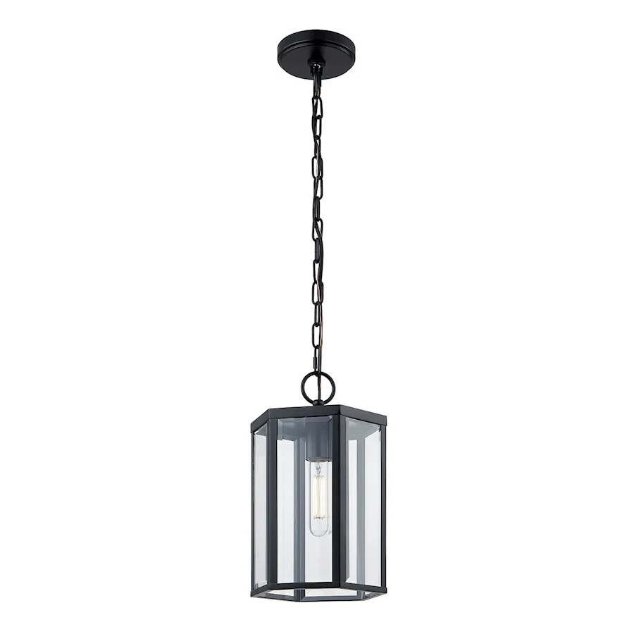 Justice Fusion Edgeworth 1Lt Outdoor Pendant, Black/Clear - FSN-7675W-CLER-MBLK - Image 1 of 1