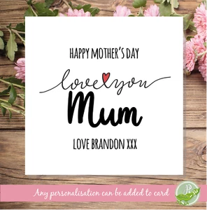 Personalised Name Love Heart Female Mum Nan Mother's Day Card - Picture 1 of 4