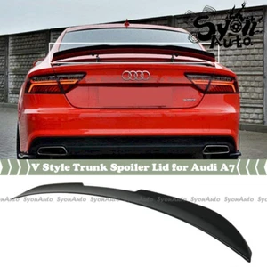 FITS 12-2018 AUDI A7 S7 RS7 V STYLE GLOSS BLACK REAR TRUNK SPOILER EXTENSION LID - Picture 1 of 7