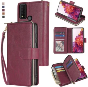 TCL 30 XE 5G Wallet Case 9 Card Zipper Slots Kickstand Flip Leather Phone Case - Picture 1 of 42
