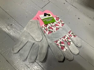 Womens Leather Garden Gloves Flower pattern trueLiving Outdoors PINK - Picture 1 of 2
