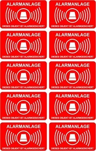 10 Stück Aufkleber Alarmanlage 5cmx3 cm alarmgesichert wetterfest & UV Schutz - Bild 1 von 2