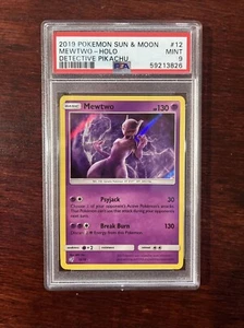 PSA 9 Mewtwo Holo - 12/18 Detective Pikachu - Mint - Holo Rare Pokémon 2019 - Picture 1 of 2