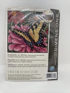 Butterfly On Zinnia Mini Needlepoint Kit-5 Inch X 5 Inch Stitched 088677072322 - Picture 1 of 3