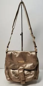 MICHAEL KORS METALLIC GOLD PEBBLED LEATHER CROSSBODY BAG  - Picture 1 of 11