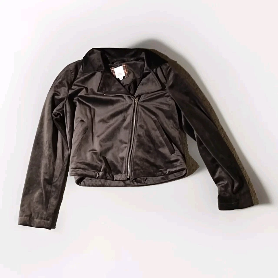 Jaqueta de Moto Lauren Conrad Veludo Feminina Tamanho Médio Nova Sem Etiquetas - Imagem 1 de 4