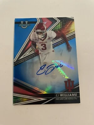 EJ Williams 2022-23 BOWMAN'S BEST UNIVERSITY BLUE REFRACTOR RC AUTO /150 INDIANA - Image 1 of 2