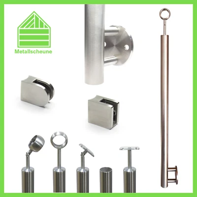 Edelstahl Pfosten seitliche Montage  mit Glasklemmen Blechklemmen V2A  - Bild 1 von 4