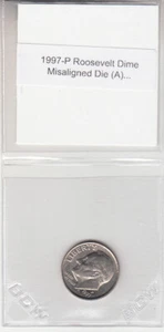 1997-P Roosevelt Dime Desalineado Die Off Centro Anverso Error Variedad MAD - Imagen 1 de 2
