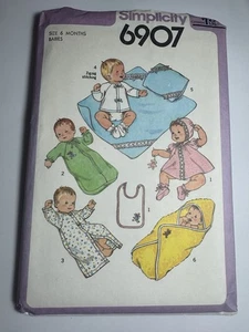 VTG 77 Simplicity 6907 INFANT Dress Bonnet Sleeper Kimono Booties Bunting SZ 6m - Picture 1 of 5