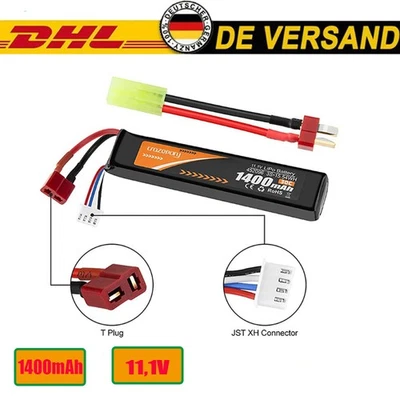 11,1V 1400mAh LiPo Batterie 30C mit Mini-Tamiya-Kabel für Airsoft Guns Gewehr  - Bild 1 von 4