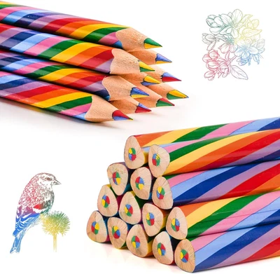 Ailvor Regenbogen Buntstifte,24 Stück Buntstifte Kinder,Dreikant Farbstifte Set  - Bild 1 von 4