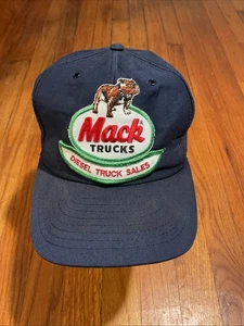Vintage Mack Trucks Hat Cap Snap Back Patch Embroidered Promo Dog Trucker 90s - Picture 1 of 11