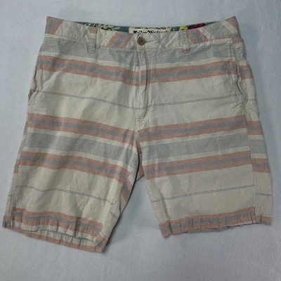Pantalones Cortos Tailor Vintage Para Hombre 36 Beige Rosa Azul Rayas Mezcla de Lino Informales Verano Foto 1 de 4