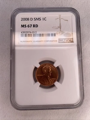 2008 D NGC SMS MS67 RD Lincoln Penny 1c One Cent US Mint Coin 2008-D MS-67 RD - Image 1 of 4