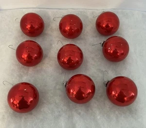 Vintage Shiny Brite Red Glass Balls Christmas Ornaments Set 9 USA 2.25" No Box - Picture 1 of 13