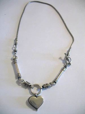 Vtg Silpada Sterling Silver Heart Side Toggle Necklace N0848 - Image 1 of 4